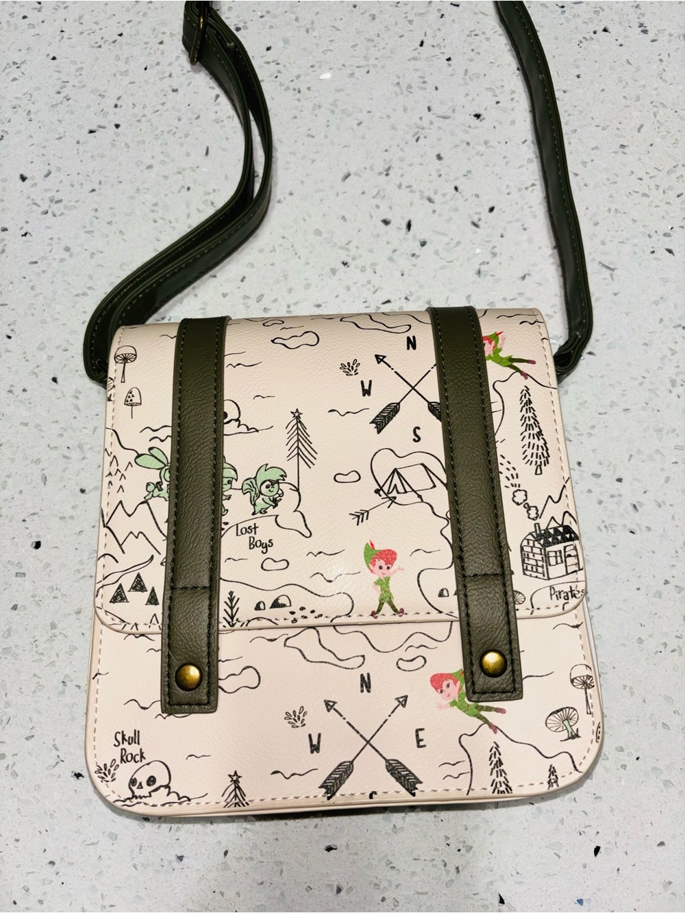Loungefly Peter Pan Rare Green-Trim Illustrated Crossbody Bag - Picture 4 of 6